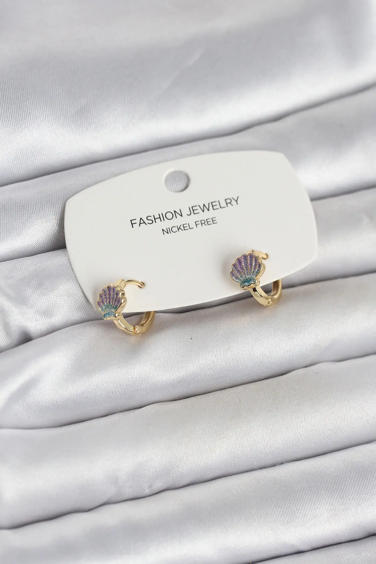 Deniz Kabuğu Model Gold Pirinç Çocuk Küpe - TJ-BKP11649