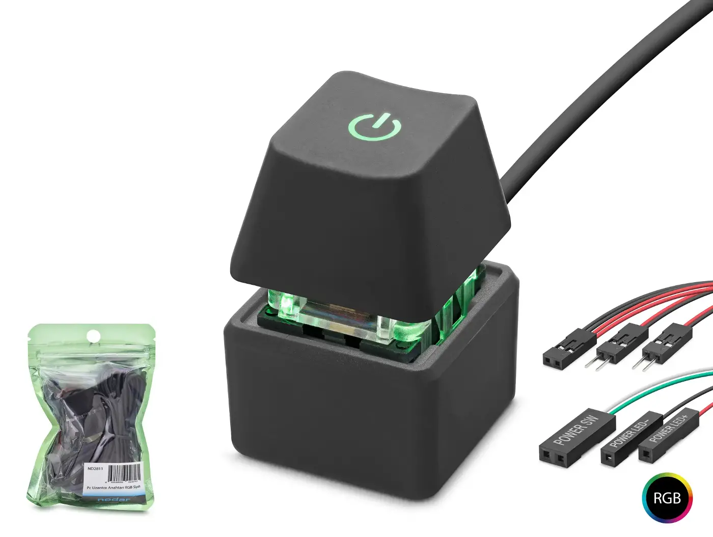 Masaüstü Bilgisayar Rgb Power Tuşu On/Off Switch Siyah ND2811