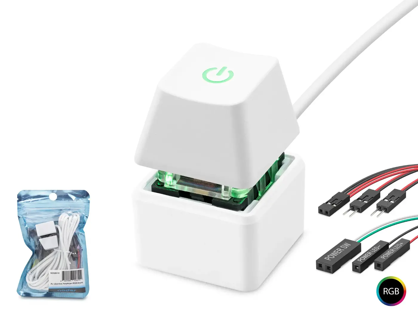 Masaüstü Bilgisayar Rgb Power Tuşu On/Off Switch Beyaz ND2810