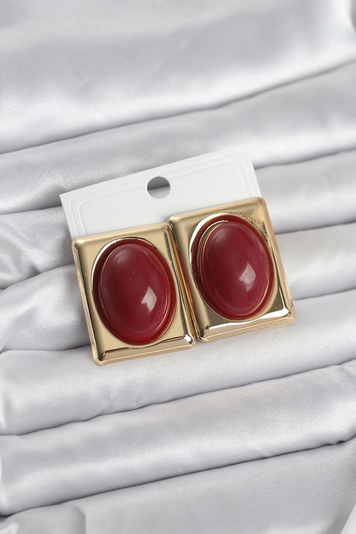 Bordo Kare Model Vintage Gold Renk Kadın Küpe TJ-BKP11673