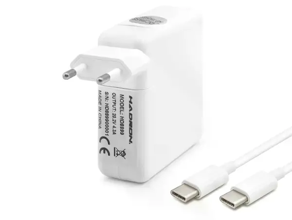 20.2V 4.3A 87W Laptop Adaptörü - Type-C - Asus Dell Uyumlu - Beyaz HD8899
