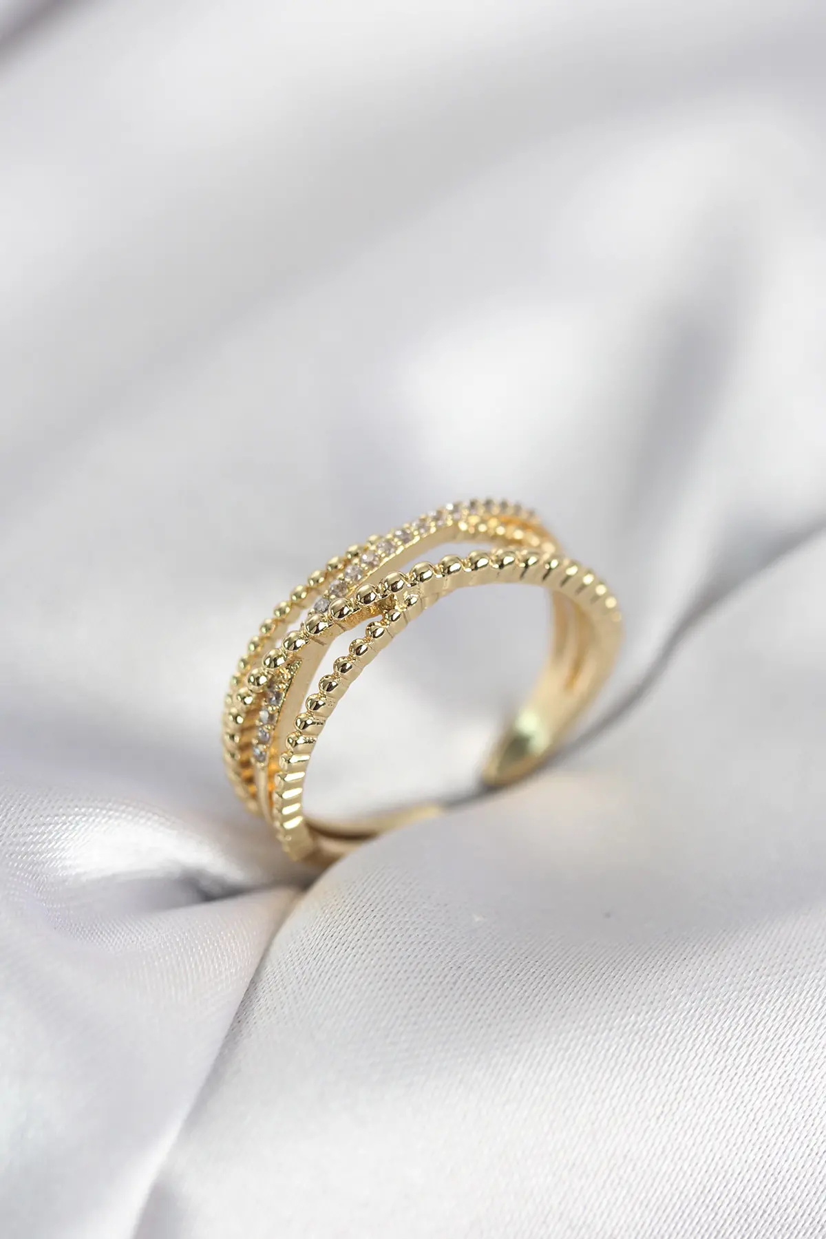 Gold Renk Sarmal Model Kadın Yüzük TJ-BYK4113