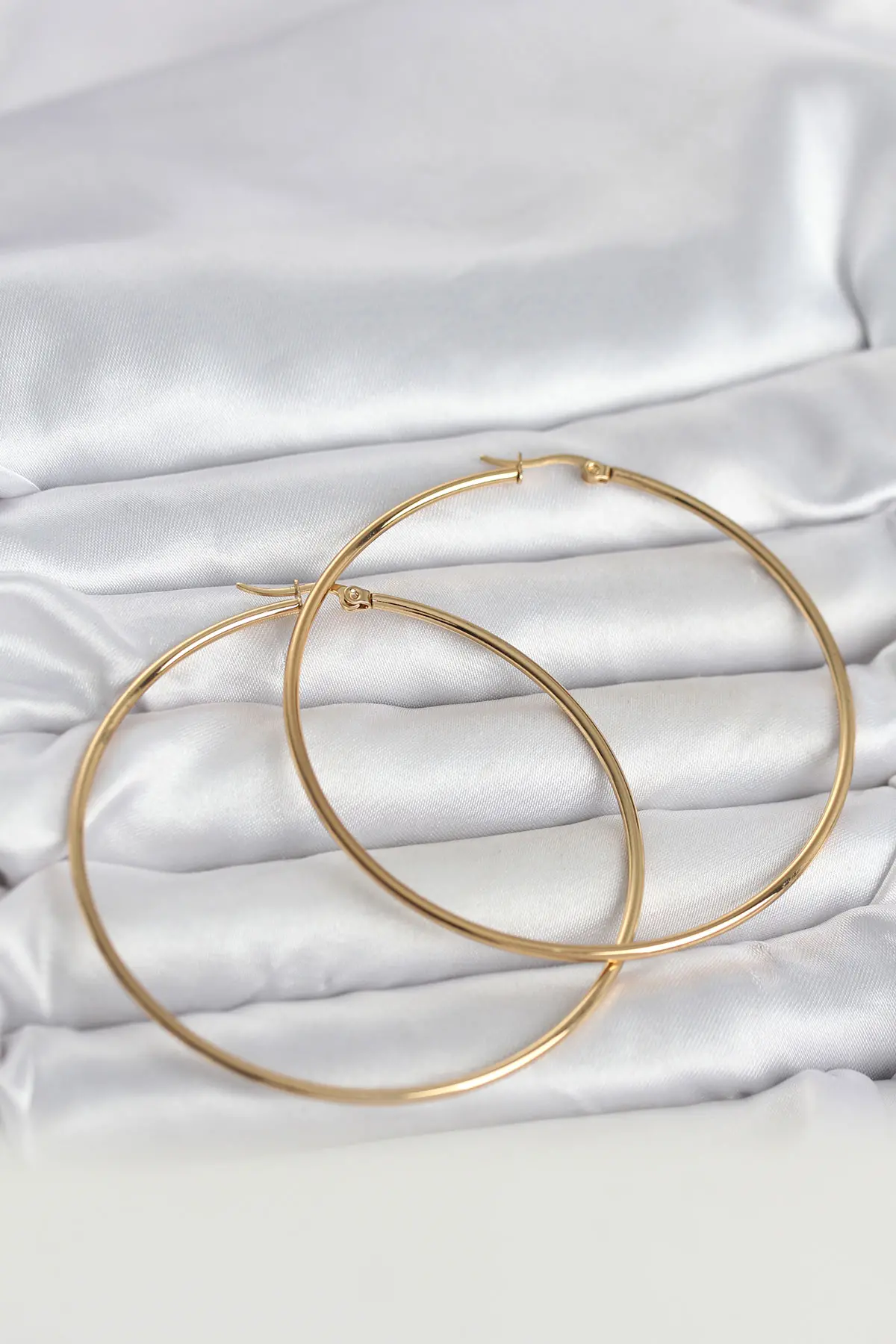 316L Çelik Gold Renk 70 mm Kadın Halka Küpe TJ-BKP11687