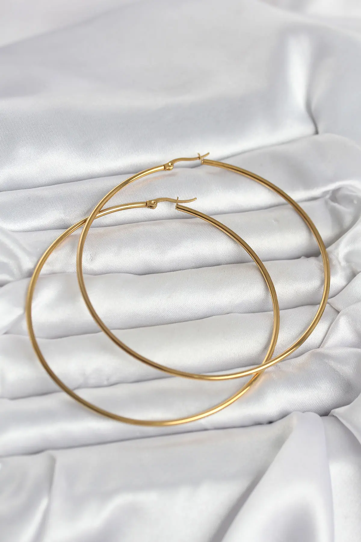 316L Çelik Gold Renk 80 mm Kadın Halka Küpe TJ-BKP11688