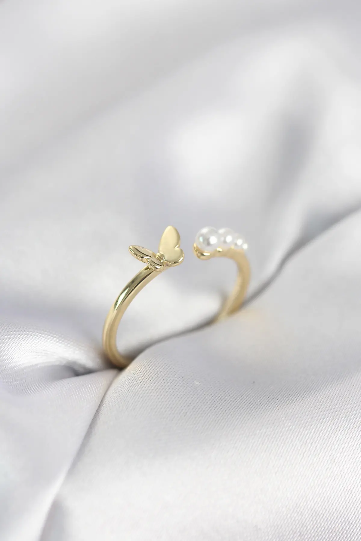 İncili Model Gold Renk Pirinç Kadın Yüzük TJ-BYK4121