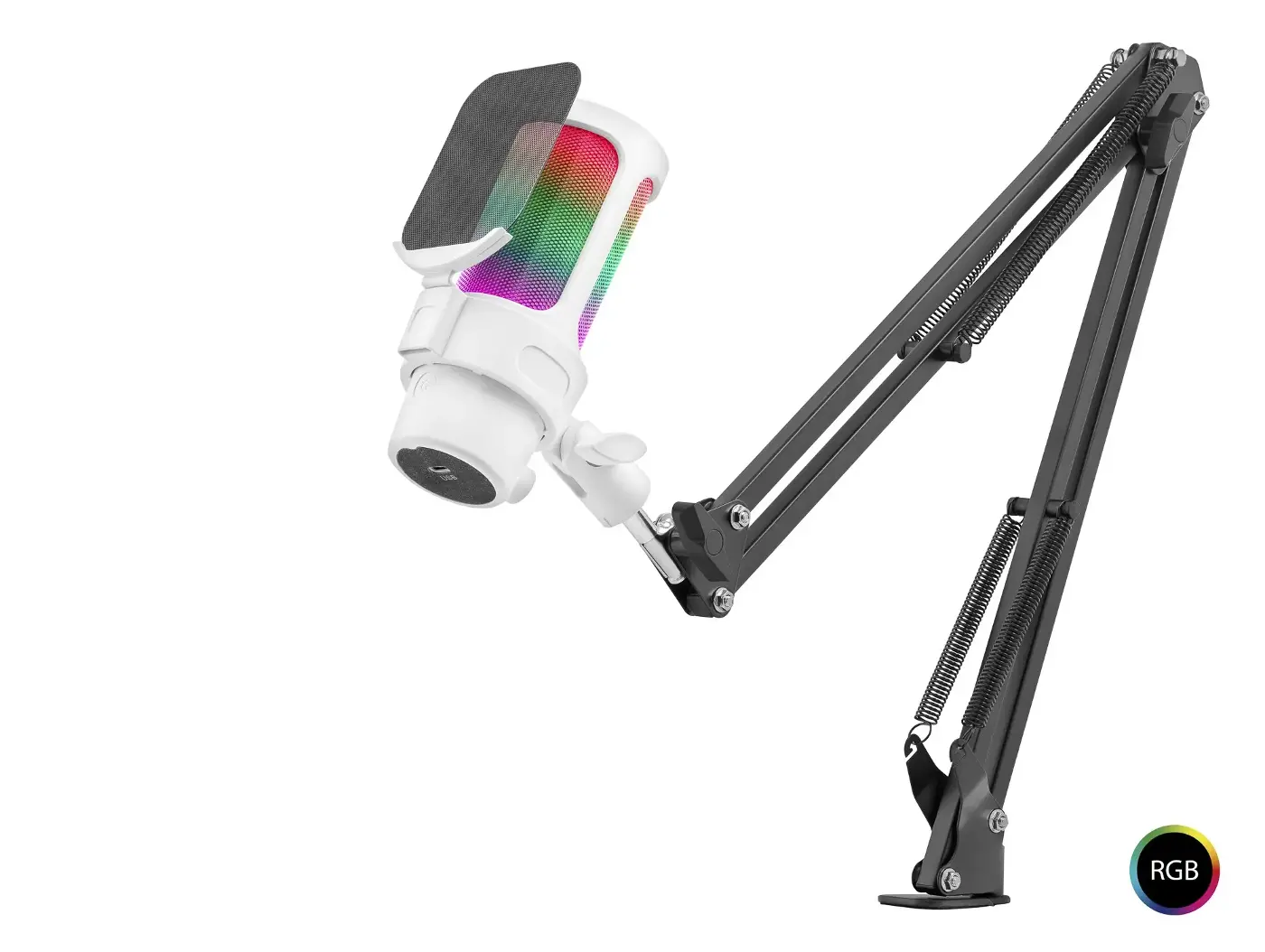 Profesyonel Ayarlanabilir Masa Kolu Askılı Rgb Mikrofon 192 Khz / 24Bit Type-C - Beyaz M835W