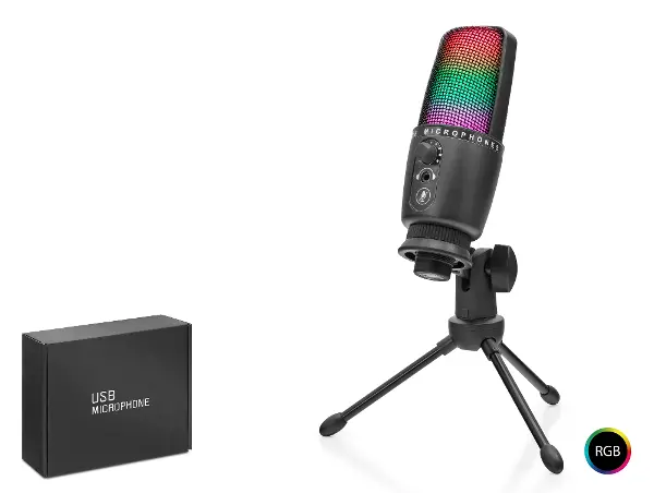 Profesyonel Rgb Mikrofon Dokunmatik Mute Ve Gain Kontrollü Type-C - Siyah ME31