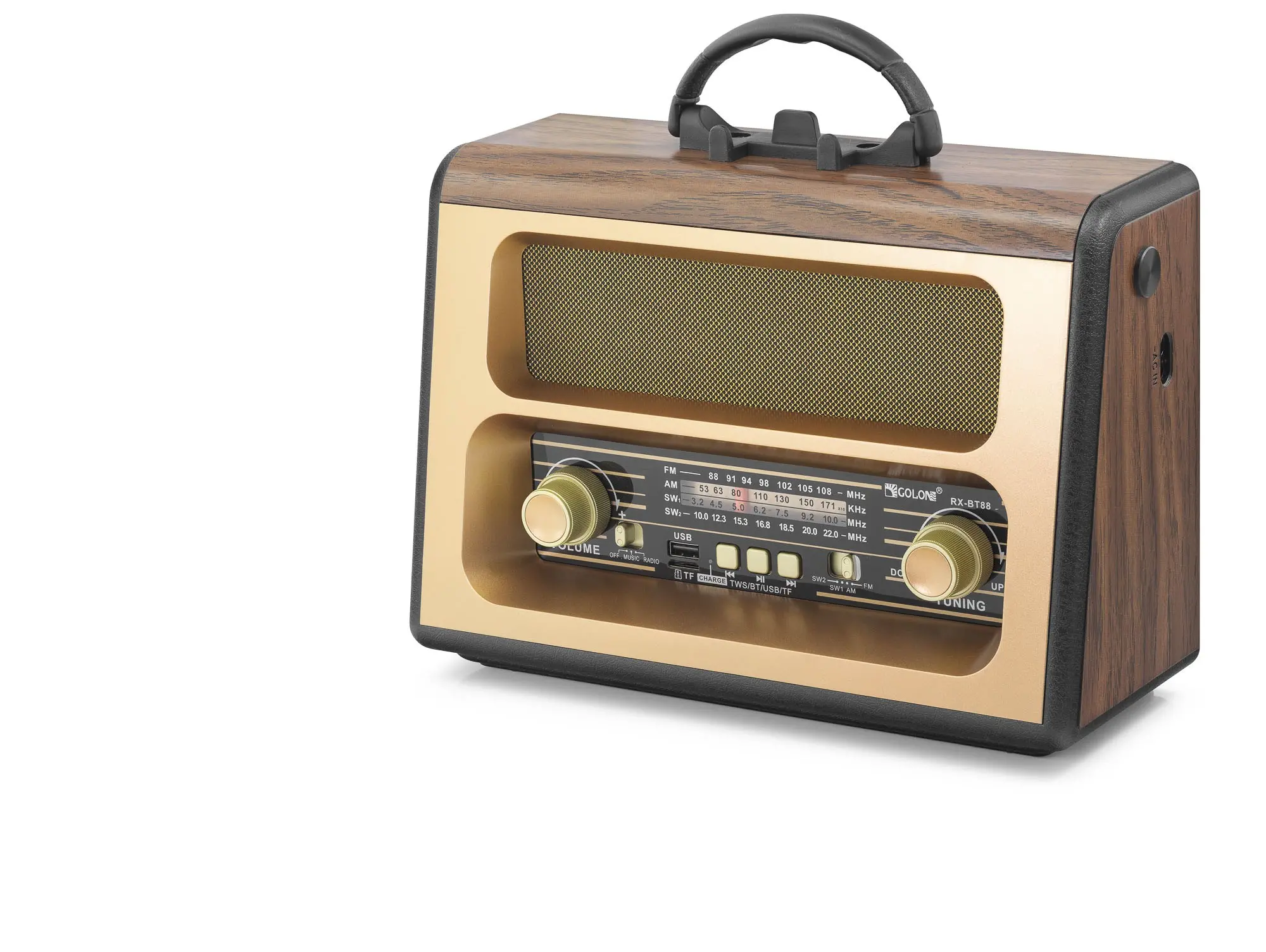Bluetooth Fm Nostaljik Hoparlör Usb Tf - Kahverengi RXBT88