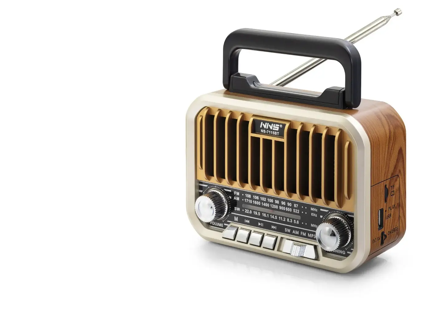 Bluetooth Nostaljik Hoparlör Fm 16.5 X 6.9 X 11.9 Cm NS7115BT