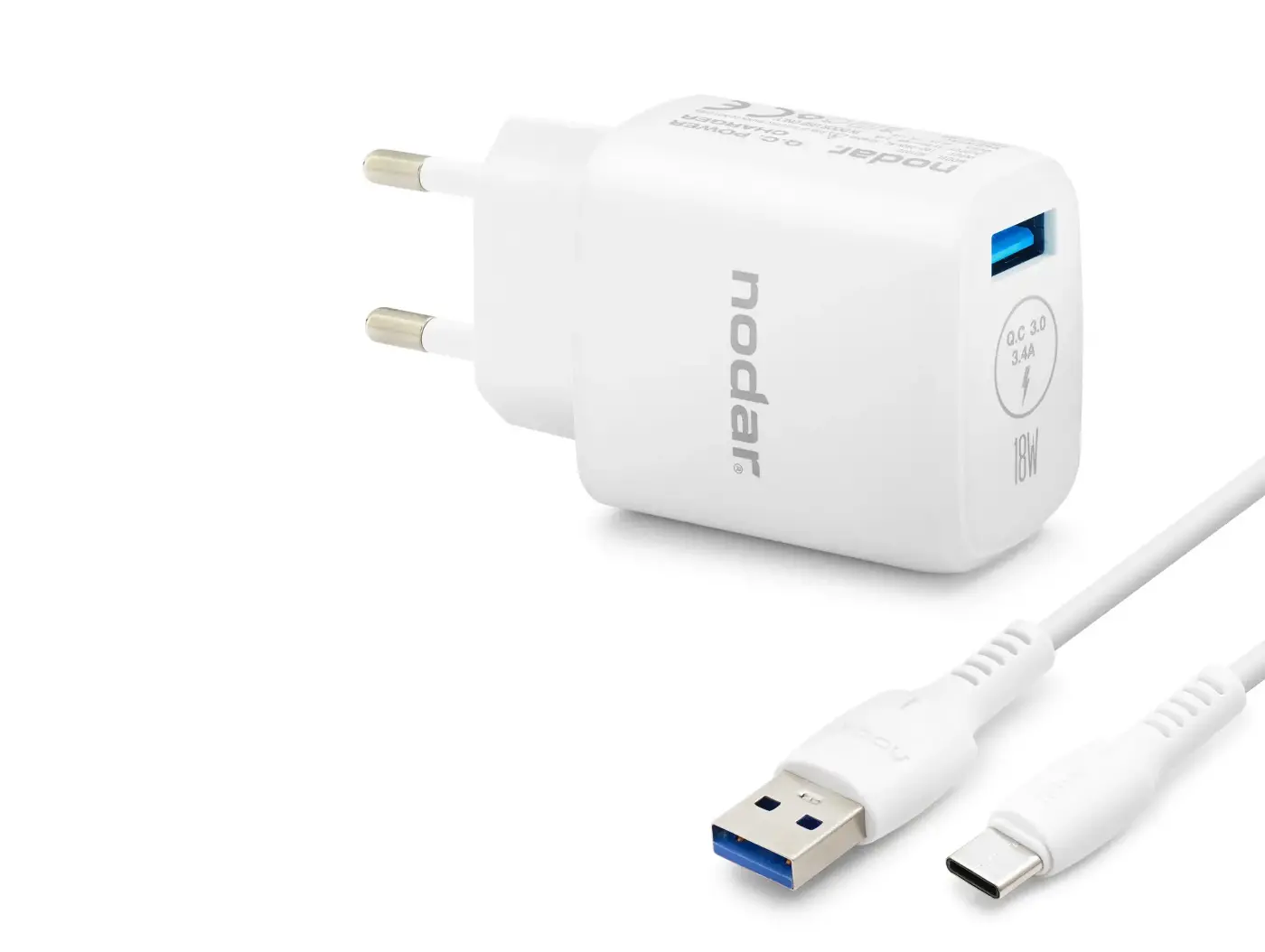 Type-C Qc 3.0 Hızlı Şarj Seti 18W 3.4A Usb Adaptörlü - Beyaz ND1010