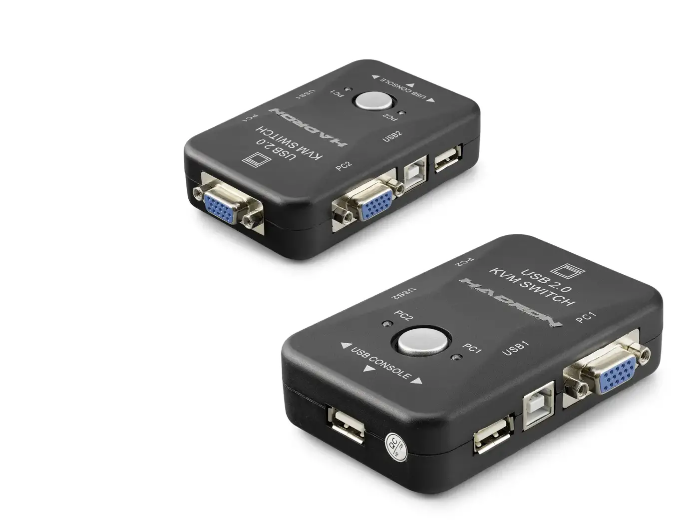 Vga Usb Kvm Switch 2 In 1 Out + 2 Port Usb Console + 2 Port Usb Pc (Klavye/Mouse + Yazıcı) - Siyah HDX1360