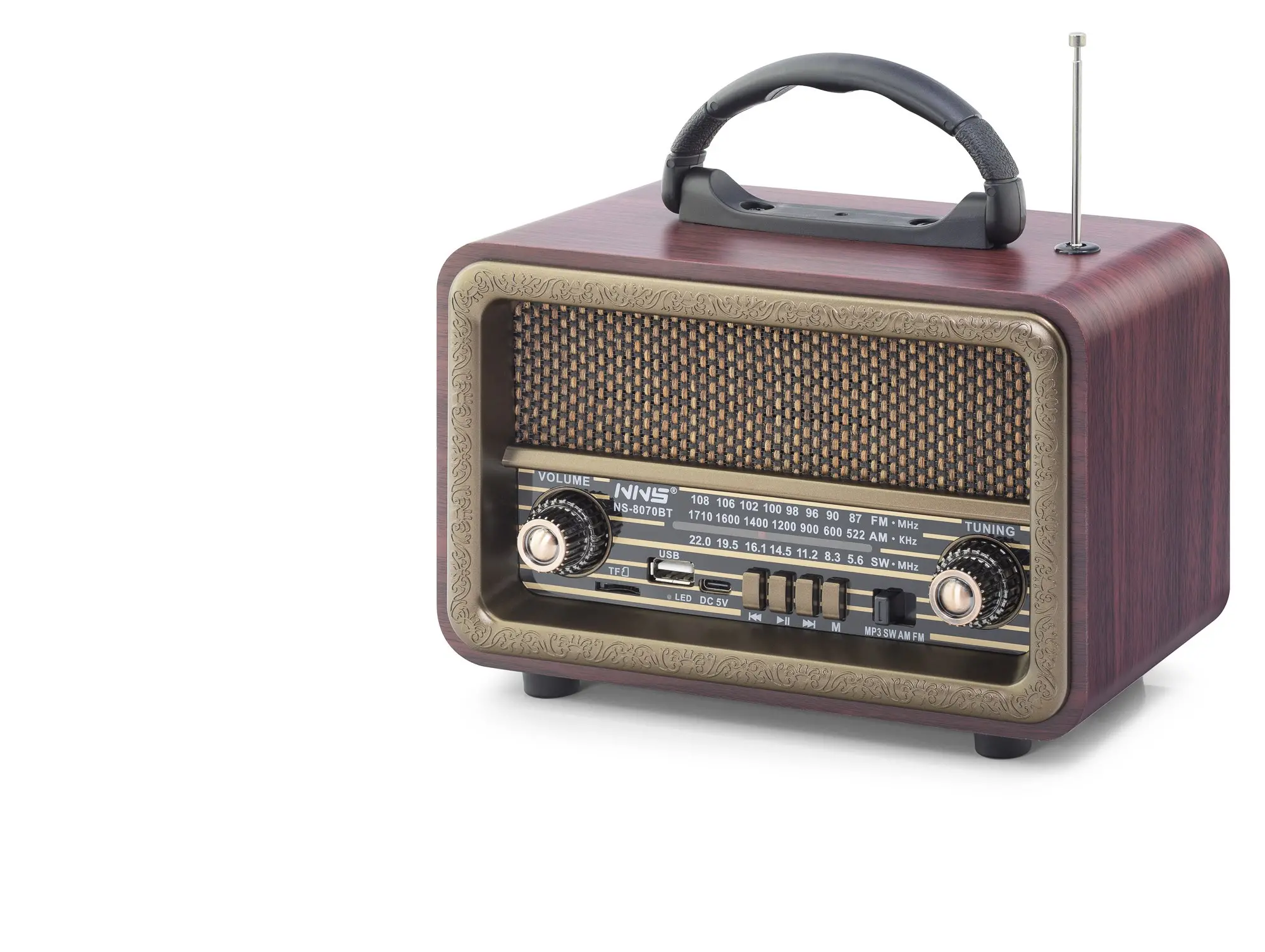 Bluetooth Nostaljik Hoparlör Fm 20 X 10.2 X 14.5 Cm NS8070BT