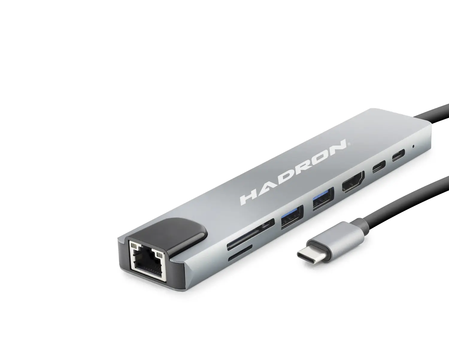 Type-C Hub Hdmi 4K Usb 3.0 Lan Kart Okuyucu 8 Port - Gri HDX7841