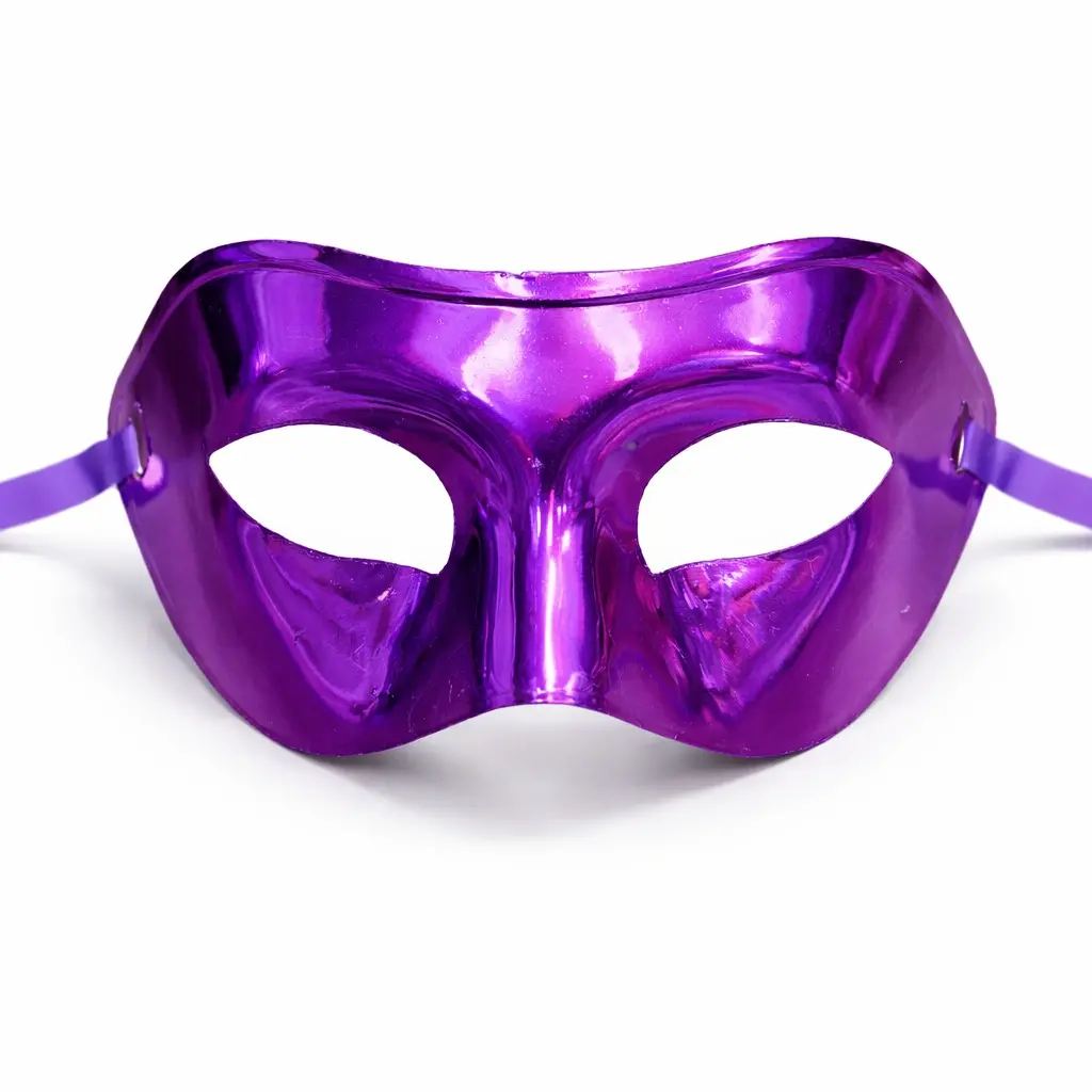 Metalize Parlak Parti Maskesi Mor Renk 16x7 cm