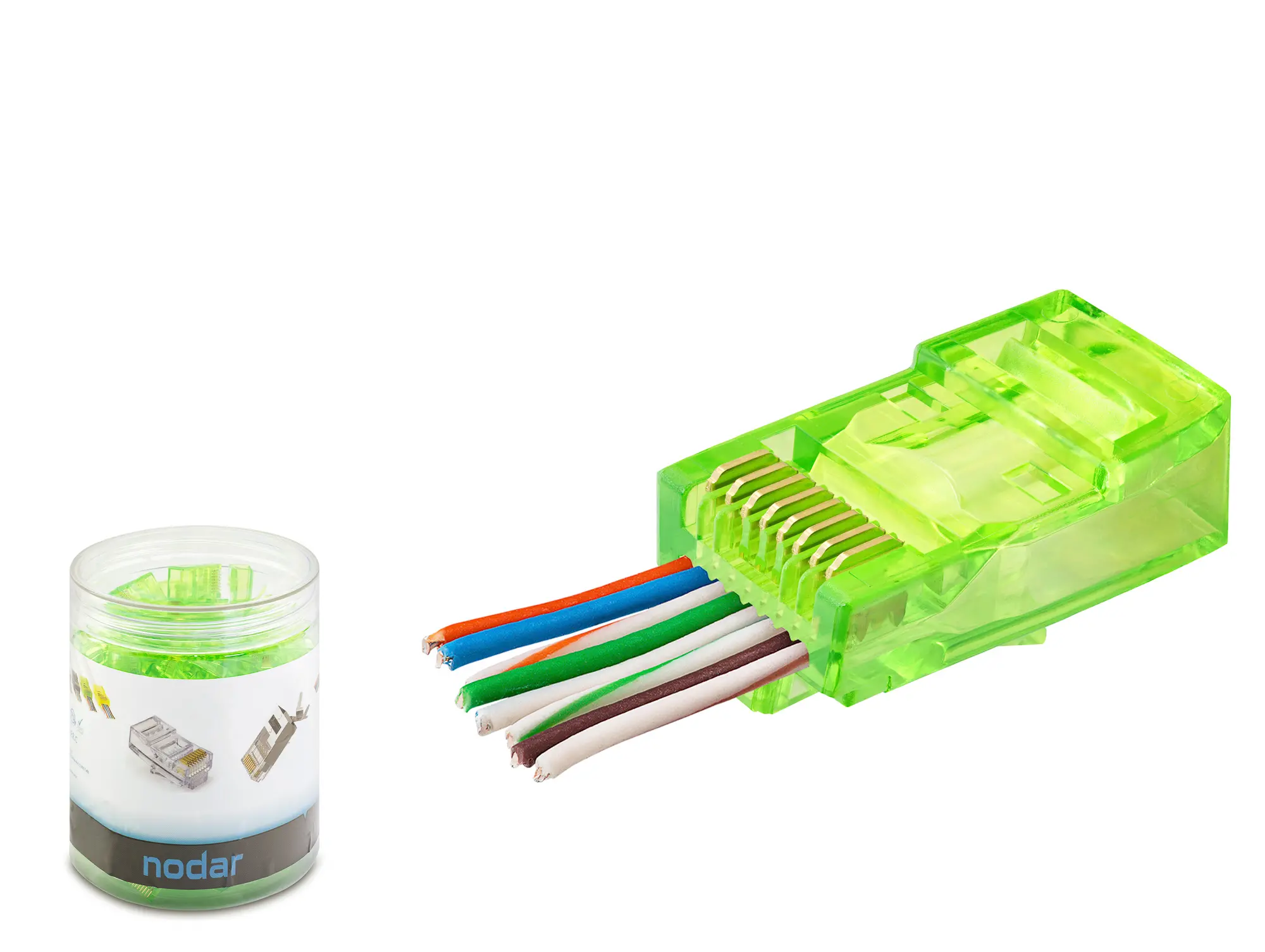 Cat6 Ez Rj45 Konnektör - 100 Adet Yeşil / Özel Plastik Kutulu ND2401