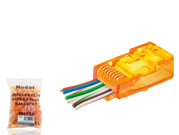 Cat6 Ez Rj45 Konnektör - 100 Adet Turuncu / Ekonomik Poşet Paket ND2413