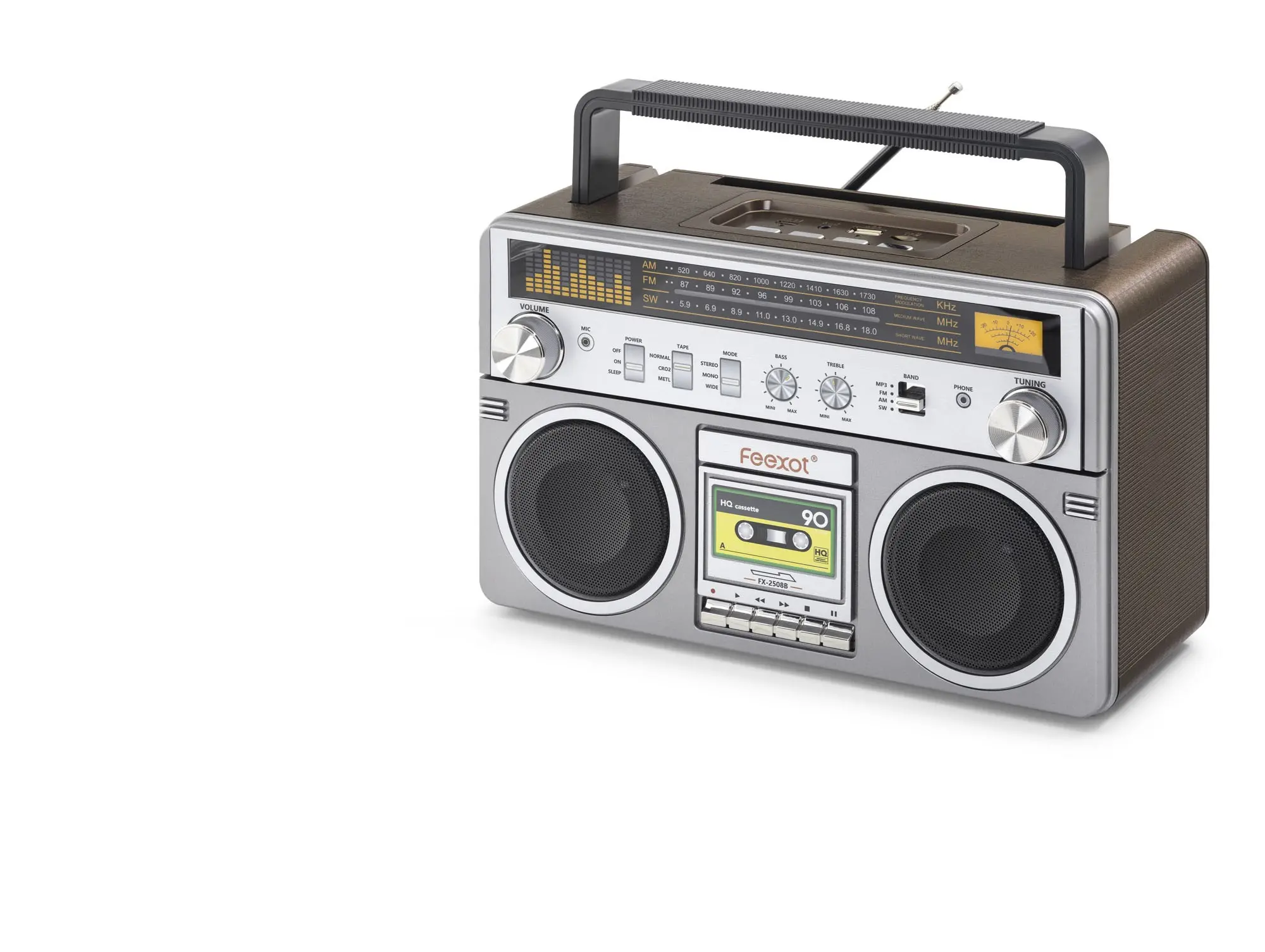 Bluetooth Nostaljik Fm Radyo Usb Tf Aux Taşınabilir Hoparlör - Gri FX2508B