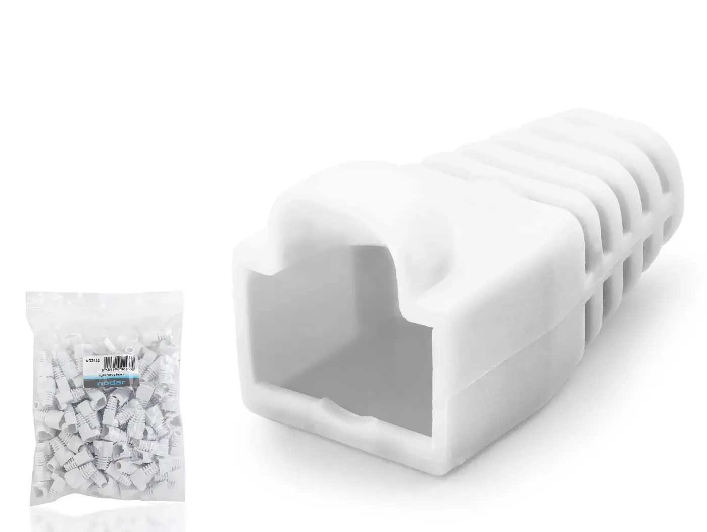 Rj45 Konnektör Papuç - 100 Adet Beyaz / Ekonomik Poşet Paket ND2433