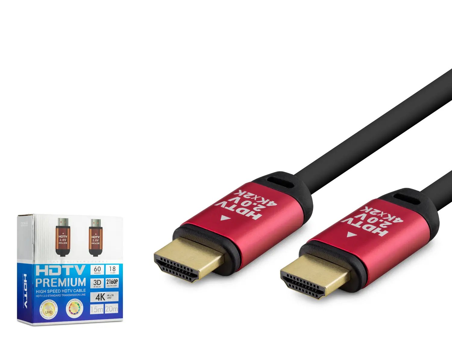Hdmi 2.0 Kablo 20 M (Od 8.0 Mm) - Siyah Kirmizi HDX2036