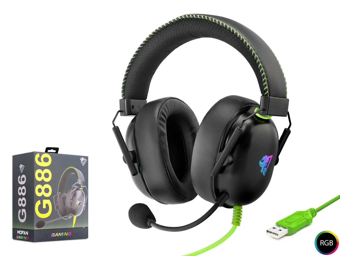 Kulaklik Usb Rgb 7.1 - Si̇yah/Yeşi̇l G886