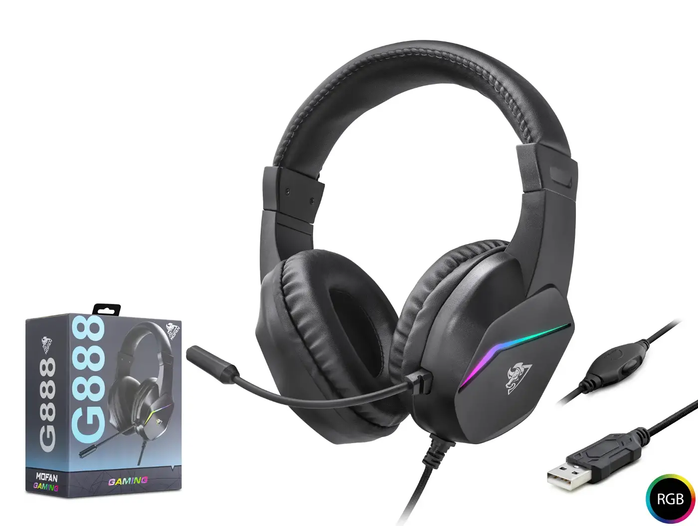Kulaklik Usb Rgb - Si̇yah G888