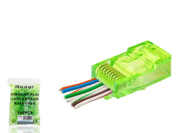 Cat6 Ez Rj45 Konnektör - 100 Adet Yeşil / Ekonomik Poşet Paket ND2409
