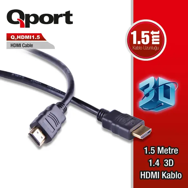 Q-HDMI1_5 Q-HDMI1.5 to HDMI1.5 1.4 3D 1.5 METRE ALTIN UÇLU KABLO