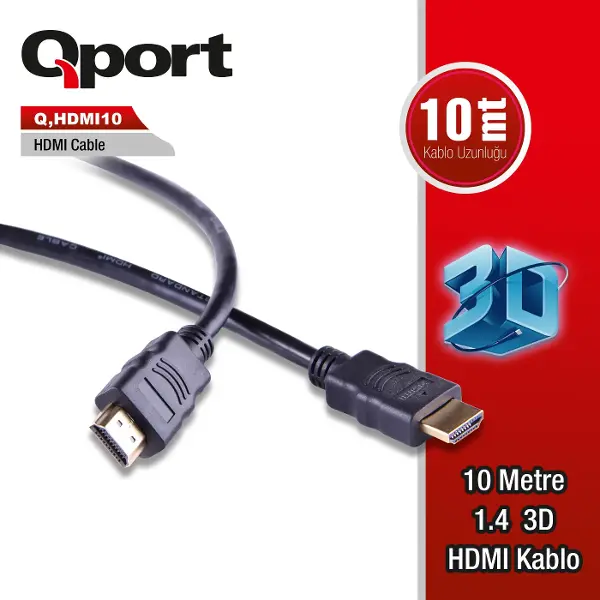 Q-HDMI10 Q-HDMI10 to HDMI10 1.4 3D 10 METRE ALTIN UÇLU KABLO