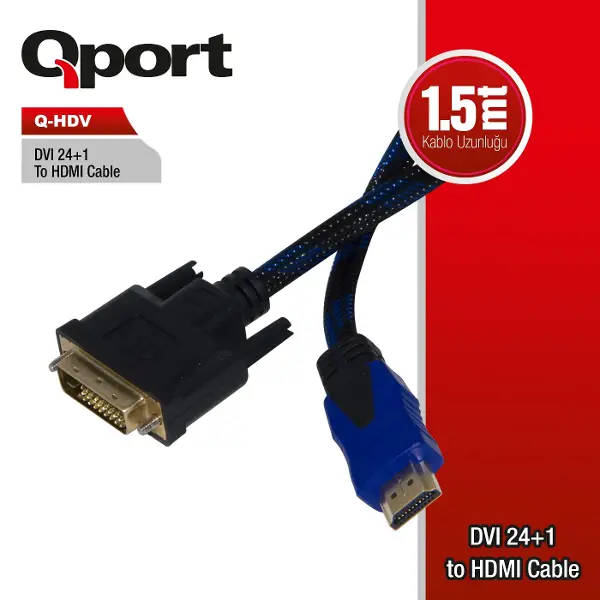 Q-HDV DVI TO HDMI 24+1 CONVERTER ÇEVİRİCİ KABLO 1.5MT