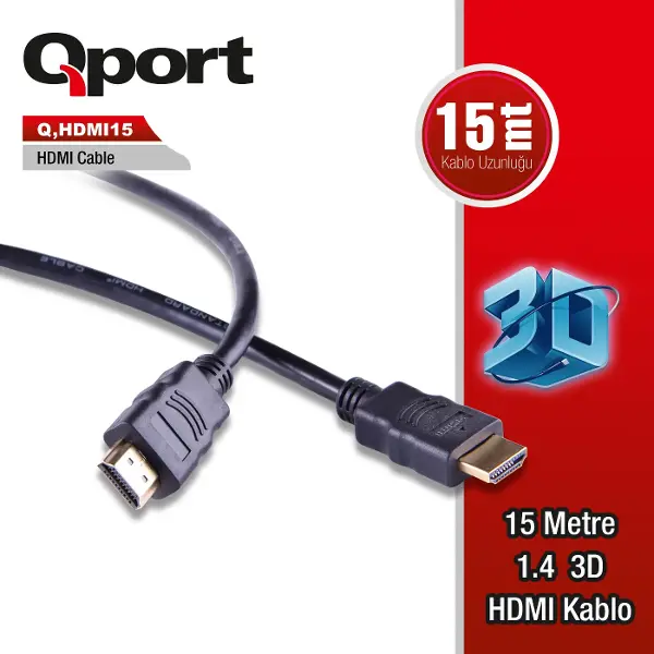 Q-HDMI15 Q-HDMI15 to HDMI15 1.4 3D 15 METRE ALTIN UÇLU KABLO