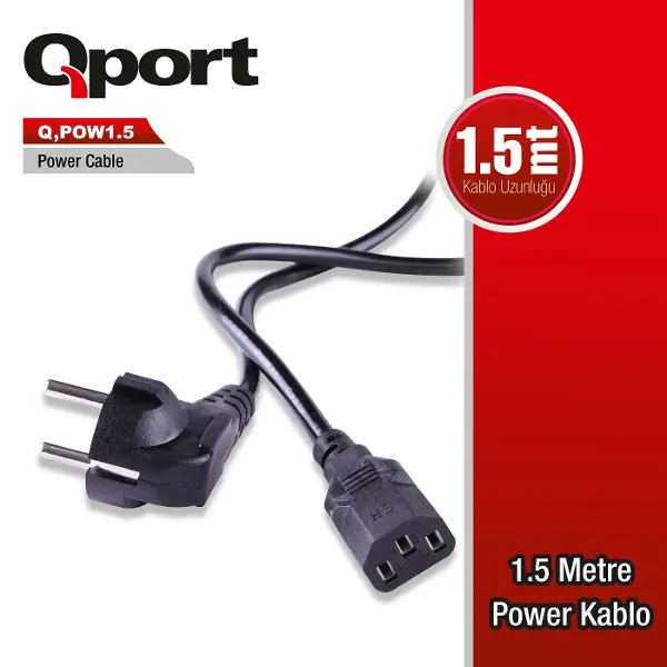 Q-POW1_5 Q-POW1.5 1.5 METRE PC POWER KABLOSU