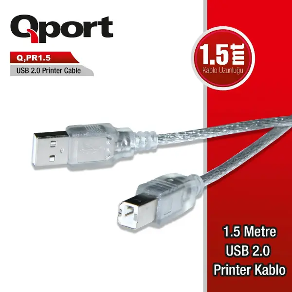 Q-PR1_5 Q-PR1.5 USB 2.0 1.5 METRE PRİNTER KABLOSU