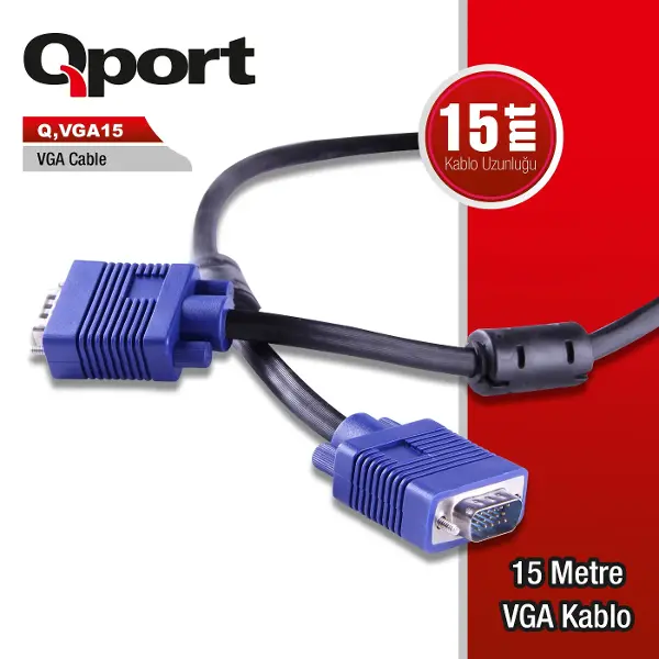 Q-VGA15 Q-VGA15 15 PİN FİTRELİ 15 METRE ERKEK ERKEK MONİTÖR KABLO