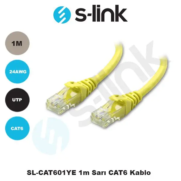 SL-CAT601-S SL-CAT601YE 1m Sarı CAT6 Kablo