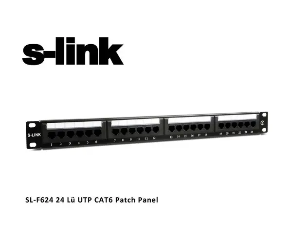 SL-F624 19" 24'lü UTP CAT6 Patch Panel
