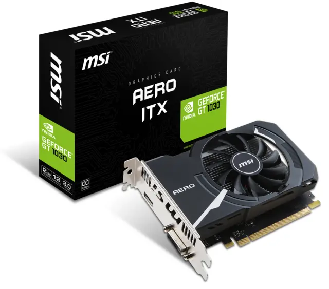 VGA GeForce GT 1030 AERO ITX 2G OC GT1030 2GB GDDR5 64b DX12 PCIE 3.0 x16 (1xHDMI 1x DVI)