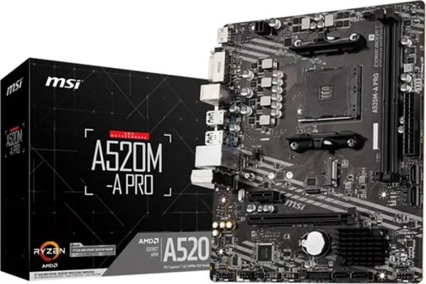 A520M-A PRO AM4 DDR4 4600 (OC) DVI HDMI M.2 USB3.2 mATX