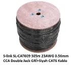 305m 23AWG 0.56mm CCA Double Jack GRİ+Siyah CAT6 Kablo SL-CAT609-1