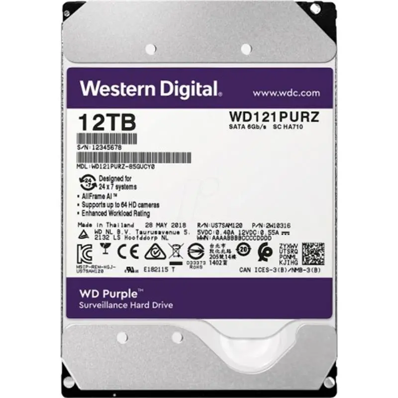 12TB Purple 3.5’’ 256MB 7/24 WD121PURP