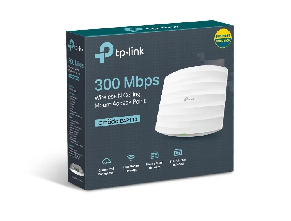 OMADA EAP110 1Port Poe 300Mbps, 2,4Ghz, Tavan tipi, Pasif Poe, Access Point