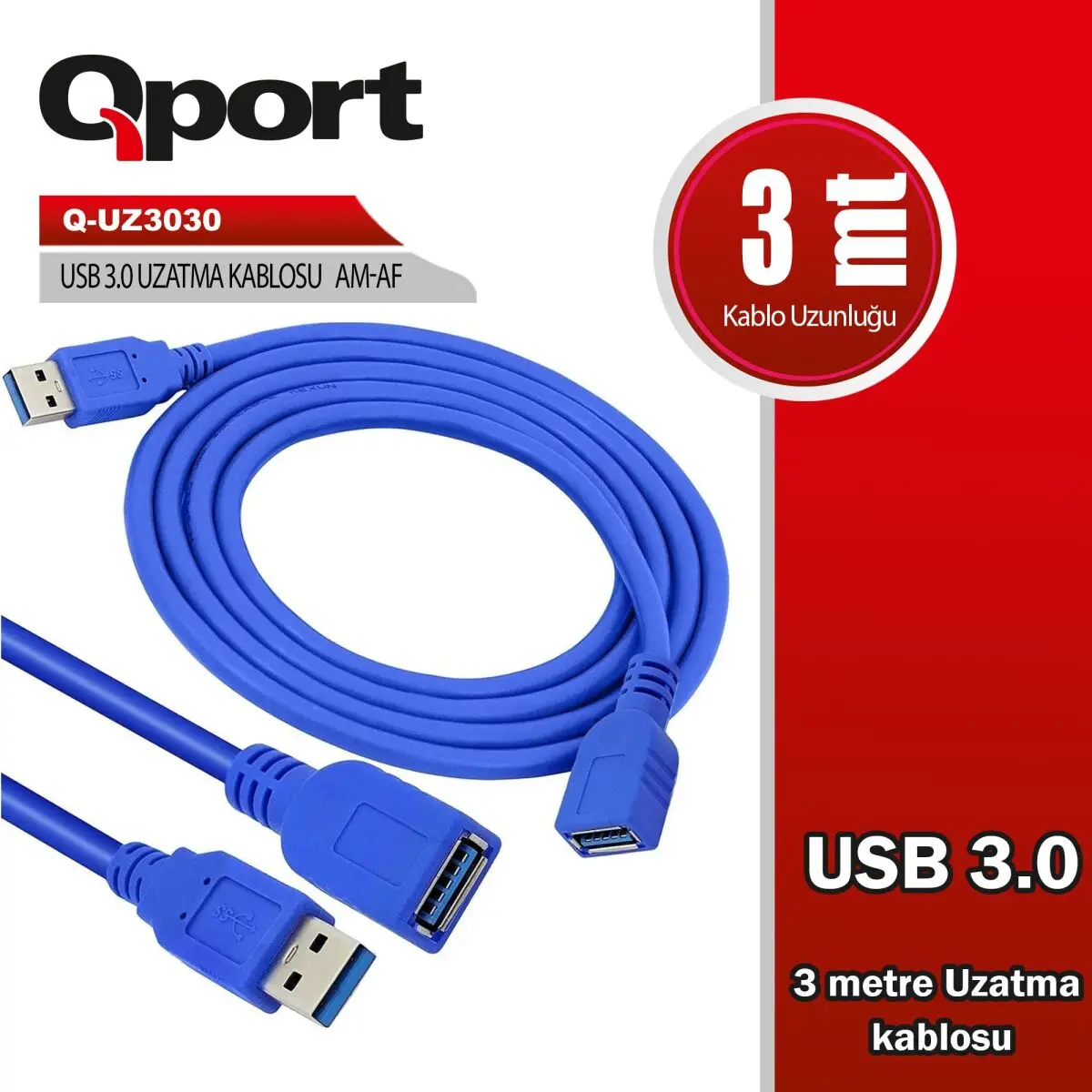 USB3.0 3MT UZATMA KABLOSU (Q-UZ3030)
