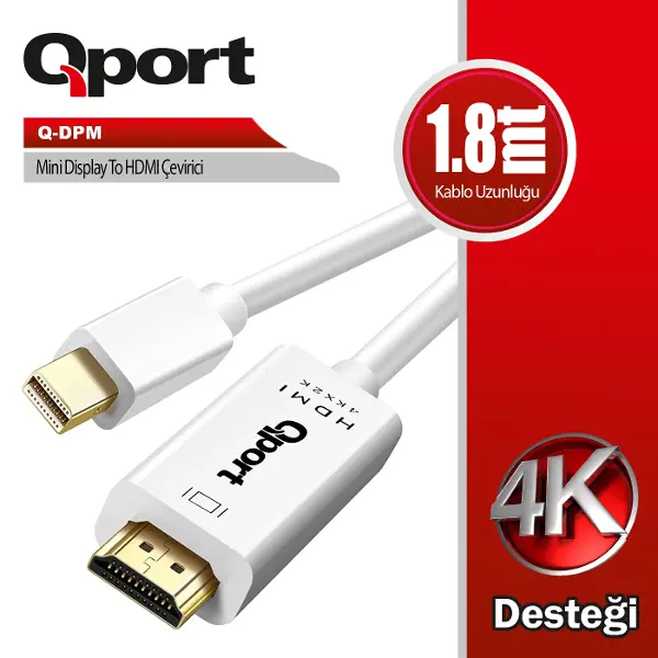 (Q-DPM) DISPLAY PORT TO HDMI CEVIRICI 1.8M KABLO