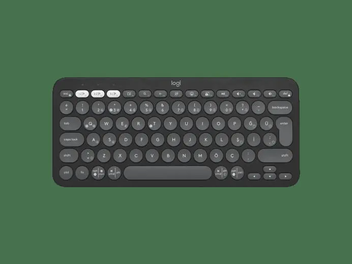 K380S, Pebble Keys 2, Siyah, 920-011859, Bluetooth, Türkçe, Q, Multimedya, Mini Klavye
