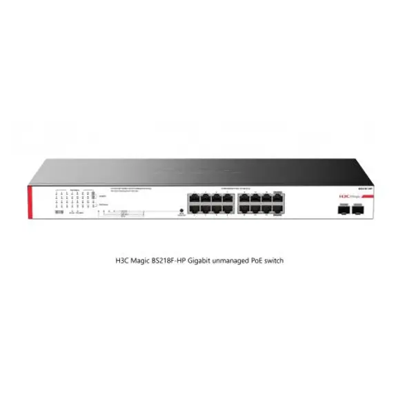 Magic BS218F-HP, 18 Port, GigaBit, 16 Port PoE, 225W, 2 Port GigaBit Uplink, +2 Port GigaBit SFP, Metal Kasa, Yönetilemez, Rack Mount Switch