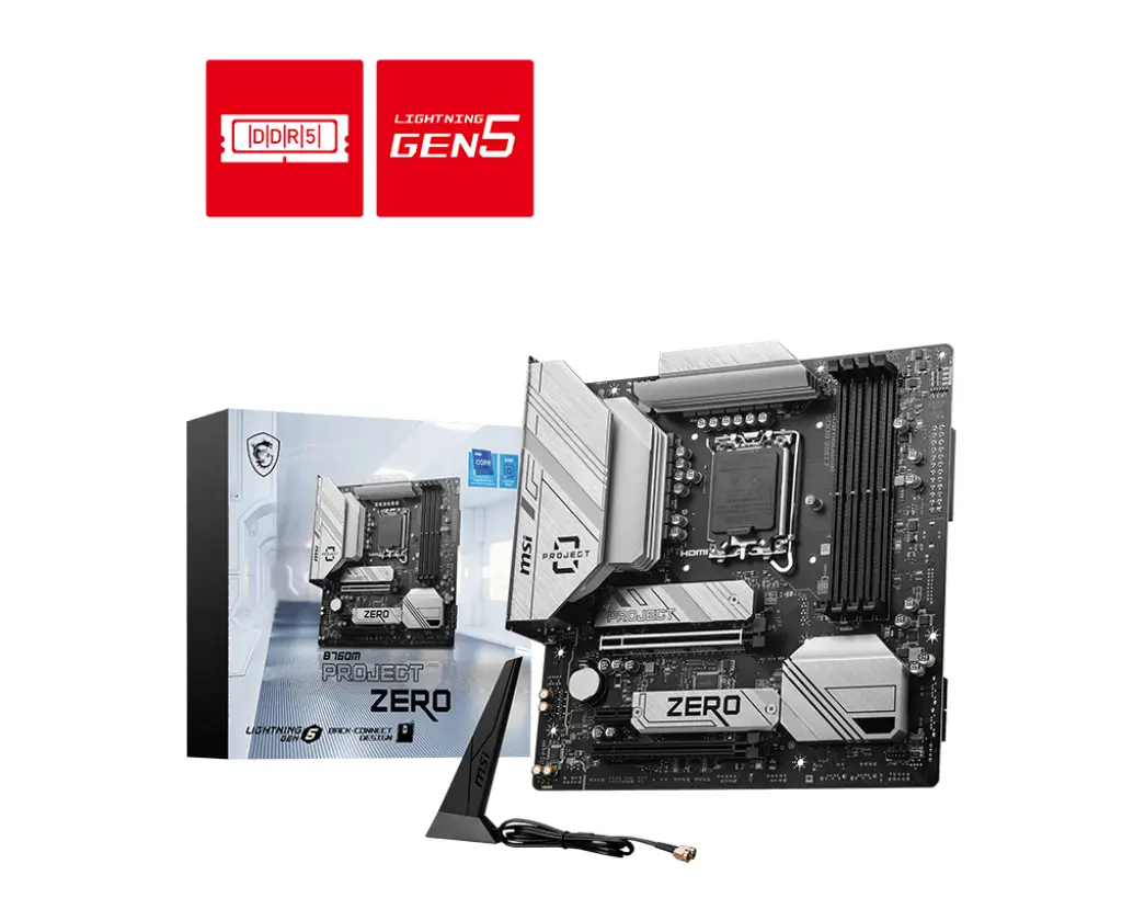 MB B760M PROJECT ZERO SOKET 1700 DDR5 7800(OC) PCI-E ,M.2 USB3.2 HDMI,DP 1x 2.5G LAN WI-FI 6E Matx