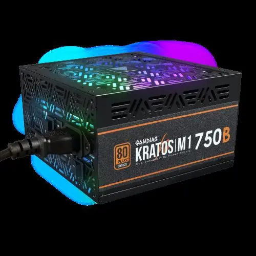 KRATOS M1-750B, 750W, 80+ Bronze,  Aktif PFC, RGB, GAMING, ATX, Power Supply (PSU)