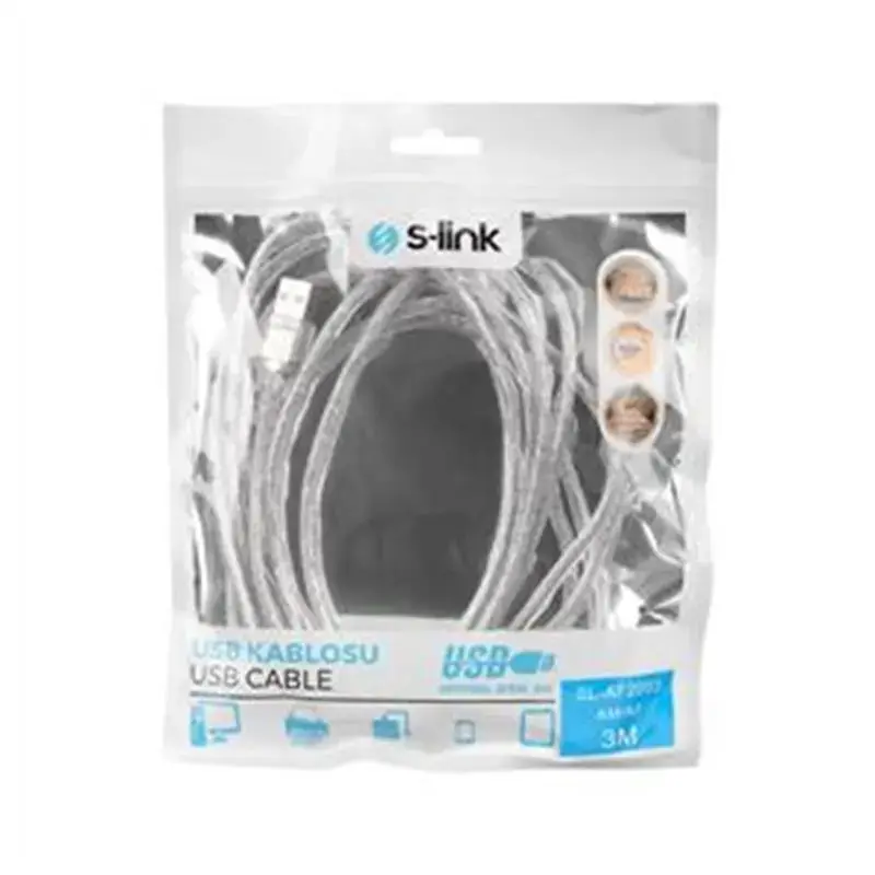 S-LINK SL-AF2003 USB 2.0 3MT ŞEFFAF UZATMA KABLOSU