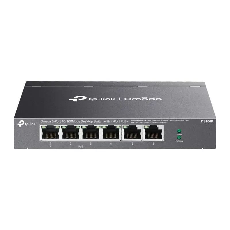 DS106P 67W 6FE PoE Switch with 4port PoE 250m PoE, PoE Auto Recovery, Priority Mode, Metal, Desktop