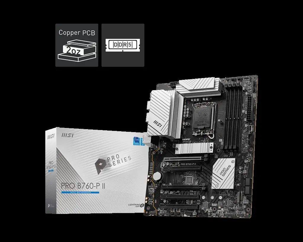 MB PRO B760-P II SOKET 1700 DDR5 7000(OC) PCI-E ,M.2 USB3.2 HDMI,DP 1x 2.5G LAN ATX