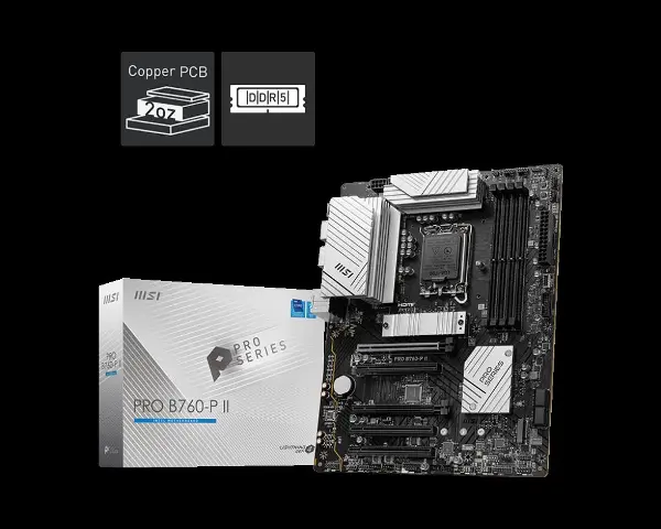 MB PRO B760-P II SOKET 1700 DDR5 7000(OC) PCI-E ,M.2 USB3.2 HDMI,DP 1x 2.5G LAN ATX